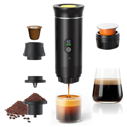 Machine à café expresso portable électrique, compatible avec capsules petites/grandes et café en poudre, chauffage instantané pour bureau, voiture, voyage