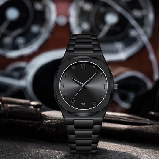 MONTRE ARABIC FULL BLACK - RESISTANTE A L'EAU - INDICATEURS EN CHIFFRES ARABES