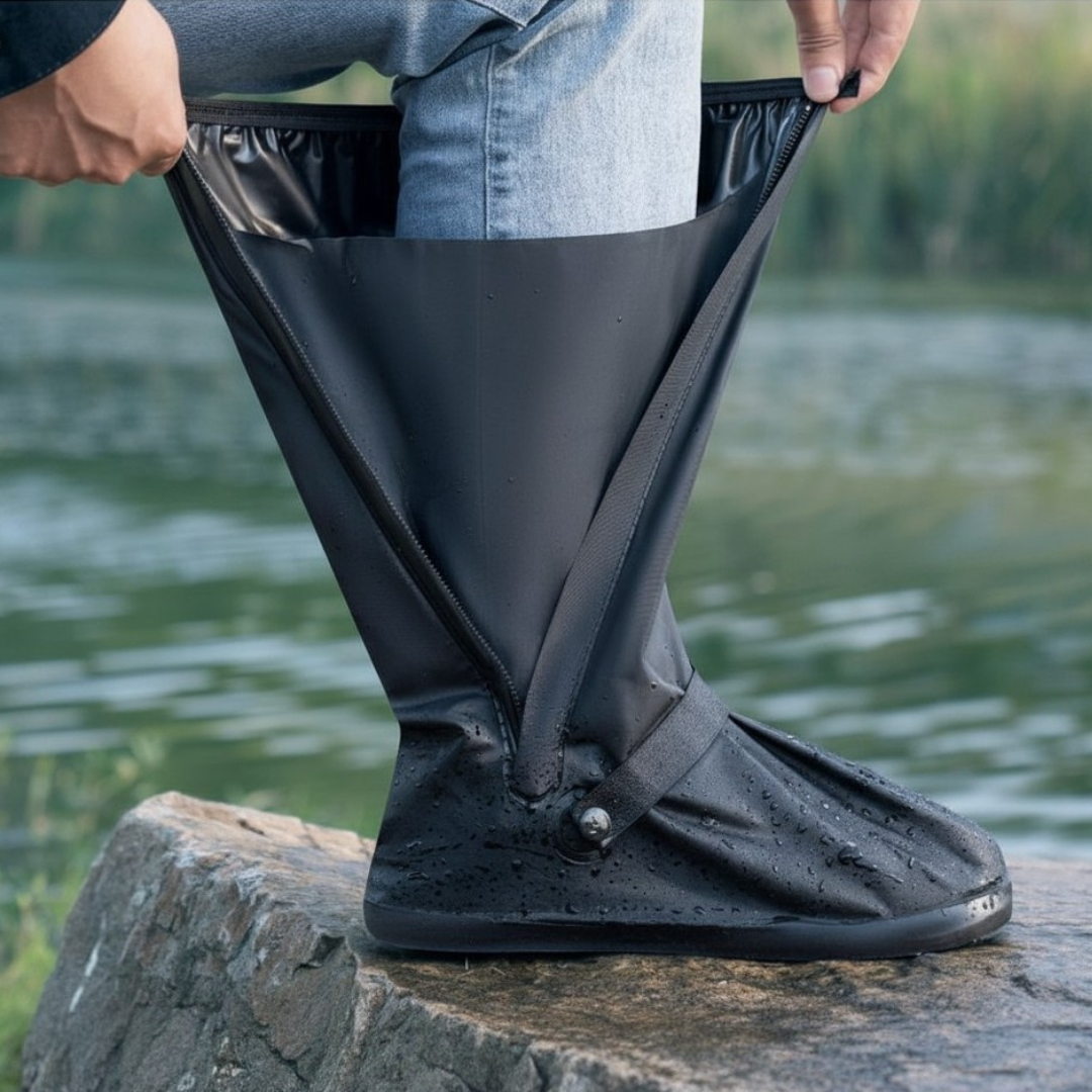 Bottes Couvre-Chaussures Imperméables — Protection Pluie Haute 40 cm, Antidérapantes, pour Moto et Marche