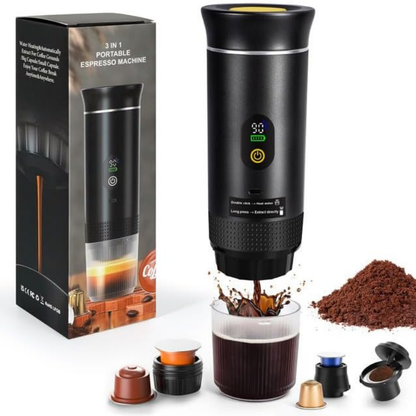 Machine à café expresso portable électrique, compatible avec capsules petites/grandes et café en poudre, chauffage instantané pour bureau, voiture, voyage