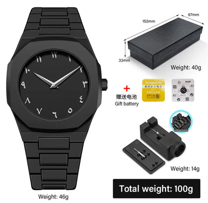 MONTRE ARABIC FULL BLACK - RESISTANTE A L'EAU - INDICATEURS EN CHIFFRES ARABES