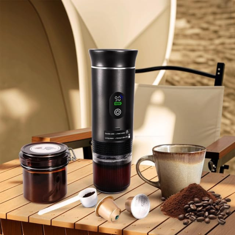 Machine à café expresso portable électrique, compatible avec capsules petites/grandes et café en poudre, chauffage instantané pour bureau, voiture, voyage